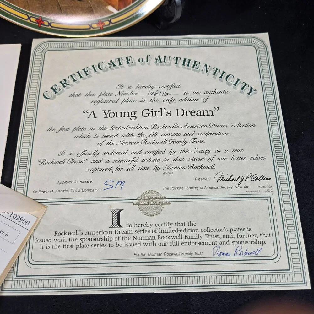 Vintage Knowles Norman Rockwell "A Young Girls Dream" Plate w COA & Original Box - Picture 4 of 8